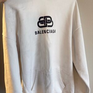Balenciaga Men's White Crewneck Sweater